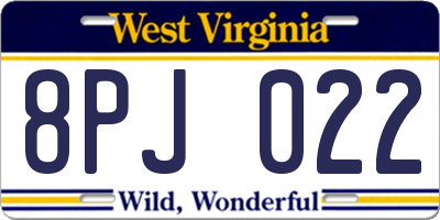 WV license plate 8PJ022