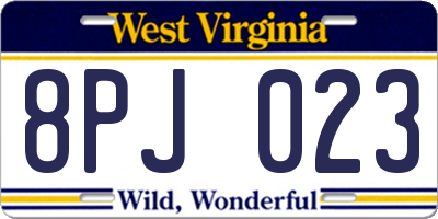 WV license plate 8PJ023