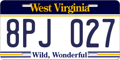 WV license plate 8PJ027