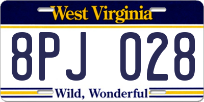 WV license plate 8PJ028