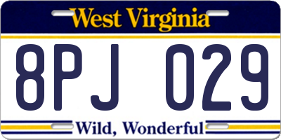 WV license plate 8PJ029