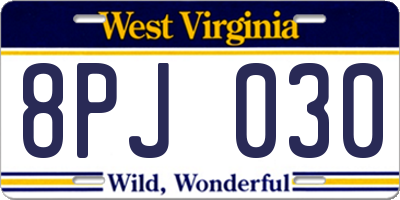 WV license plate 8PJ030