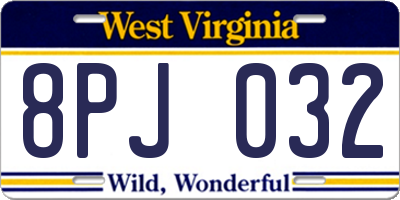 WV license plate 8PJ032