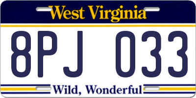 WV license plate 8PJ033
