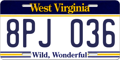 WV license plate 8PJ036