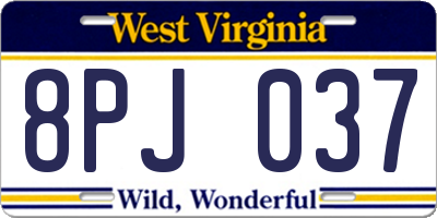 WV license plate 8PJ037