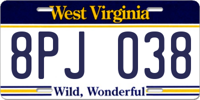 WV license plate 8PJ038
