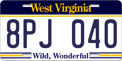 WV license plate 8PJ040