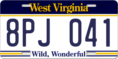 WV license plate 8PJ041