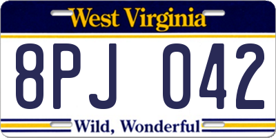 WV license plate 8PJ042