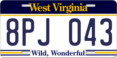 WV license plate 8PJ043