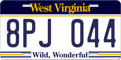 WV license plate 8PJ044