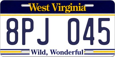 WV license plate 8PJ045