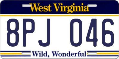 WV license plate 8PJ046