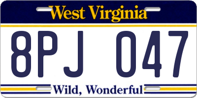 WV license plate 8PJ047
