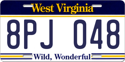 WV license plate 8PJ048