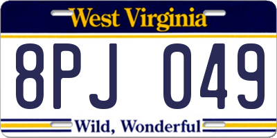 WV license plate 8PJ049