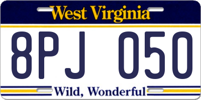 WV license plate 8PJ050