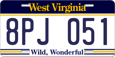 WV license plate 8PJ051