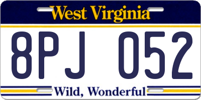 WV license plate 8PJ052