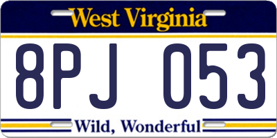 WV license plate 8PJ053