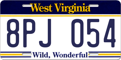 WV license plate 8PJ054