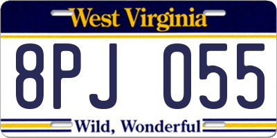 WV license plate 8PJ055