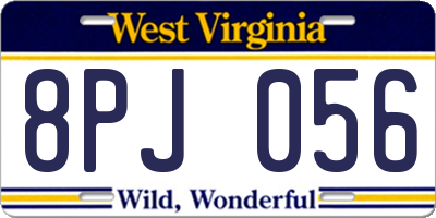 WV license plate 8PJ056
