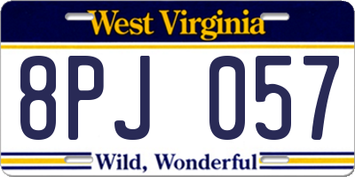 WV license plate 8PJ057