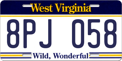 WV license plate 8PJ058