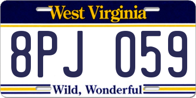 WV license plate 8PJ059