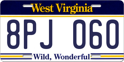 WV license plate 8PJ060