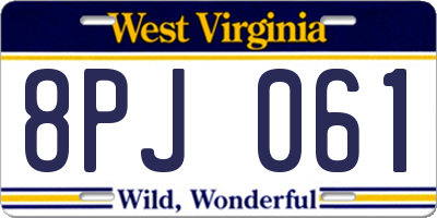 WV license plate 8PJ061