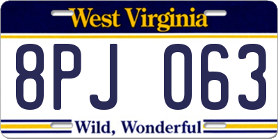 WV license plate 8PJ063