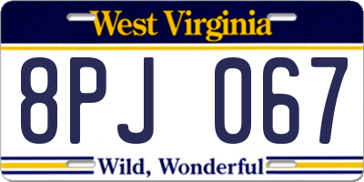 WV license plate 8PJ067