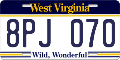 WV license plate 8PJ070