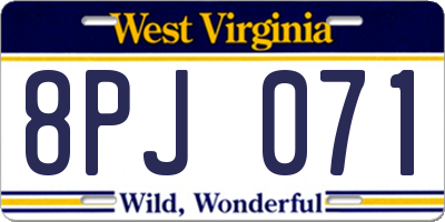 WV license plate 8PJ071