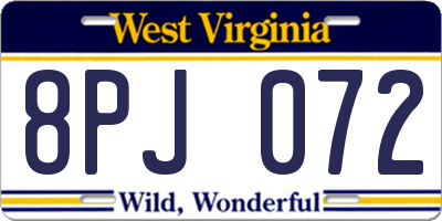 WV license plate 8PJ072