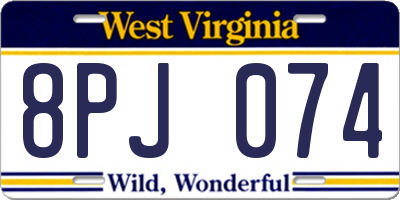 WV license plate 8PJ074