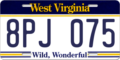 WV license plate 8PJ075