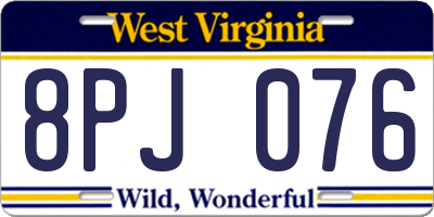 WV license plate 8PJ076
