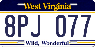 WV license plate 8PJ077