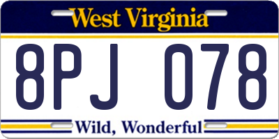 WV license plate 8PJ078