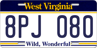 WV license plate 8PJ080