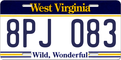 WV license plate 8PJ083