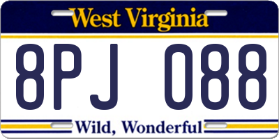 WV license plate 8PJ088