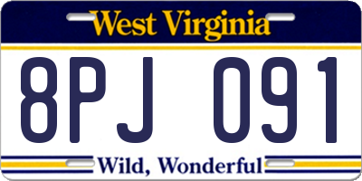WV license plate 8PJ091