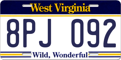 WV license plate 8PJ092