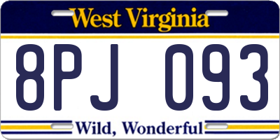 WV license plate 8PJ093