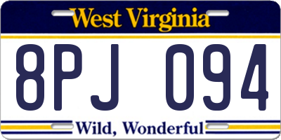 WV license plate 8PJ094